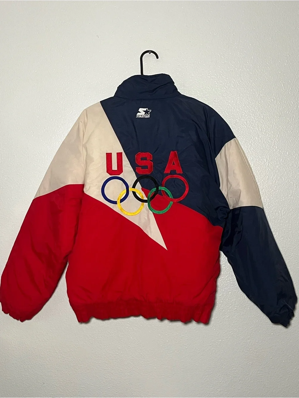 VTG RARE Starter USA Olympic Team Jacket Red White Blue Officially Licensed Sz M